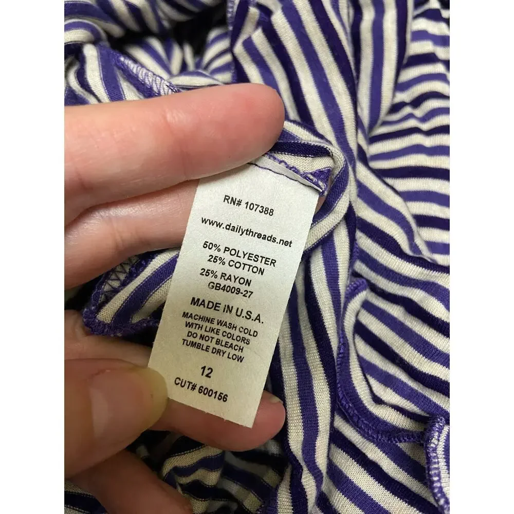 Daily‎ Threads Girls Skirt Size 12 Blue Gray Striped Knit Layered USA Made NEW